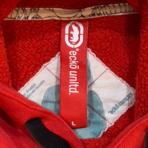 Vintage Y2K Ecko Unltd Heavy Duty Red Tag Hoodie Sweatshirt - Men's Large - Picture 8 of 14